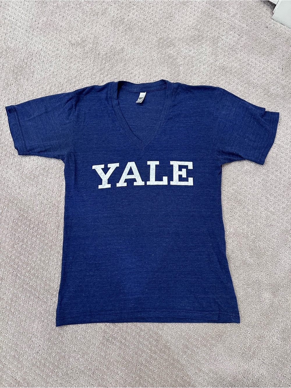 Yale University American Apparel V-Neck T-Shirt, Women, Navy Blue, S